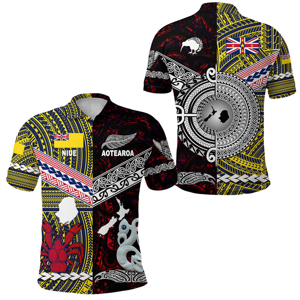 New Zealand Maori Aotearoa And Niue Together Polo Shirt - Red