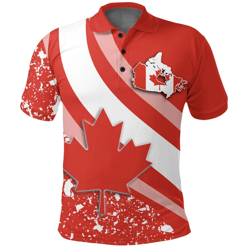 Canada Flag Polo Shirt Canada Map Red Maple Leaf Shirt