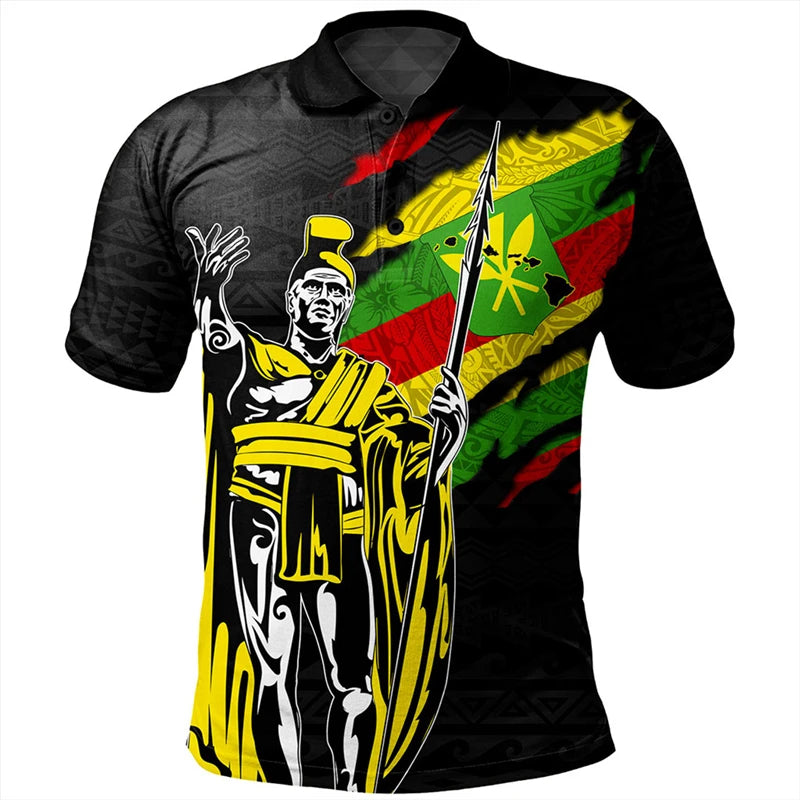 King Of Hawaii Polo Shirt Polynesian Tribal Pattern Kanaka Maoli Kamehameha Shirt