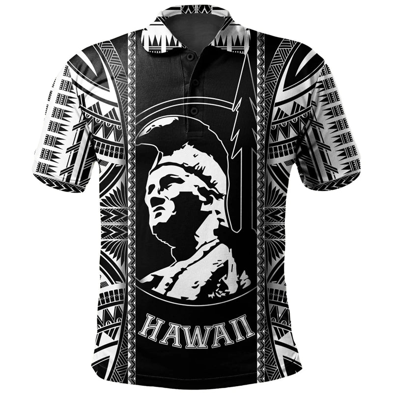 King Of Hawaii Polo Shirt Polynesian Tribal Pattern Island Hawaii Kamehameha Black Printed Shirt