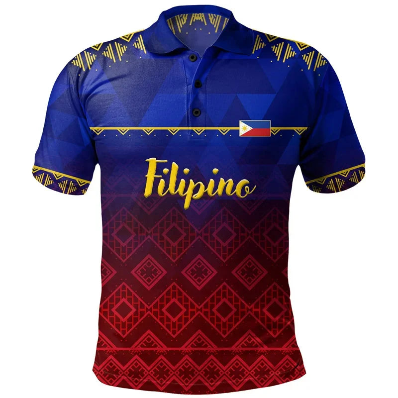 Philippines Flag Shirt Polynesian Tribal Patterns Filipino Pride Men Polo Shirt