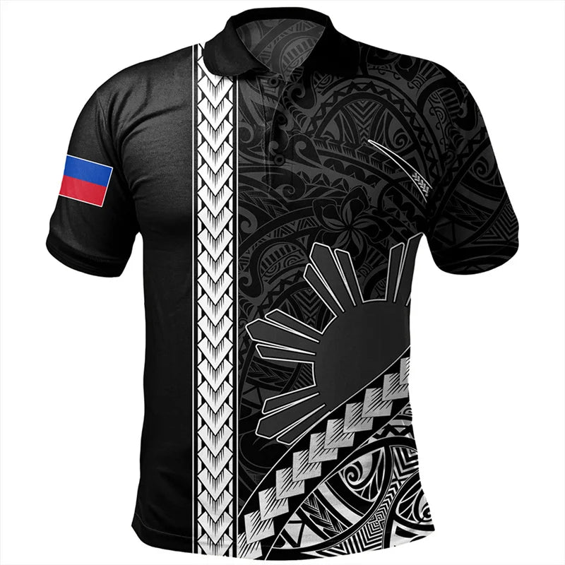 Philippines Pattern Polo Shirt For Men Hawaiian Polynesian Tribal Printed Shirt