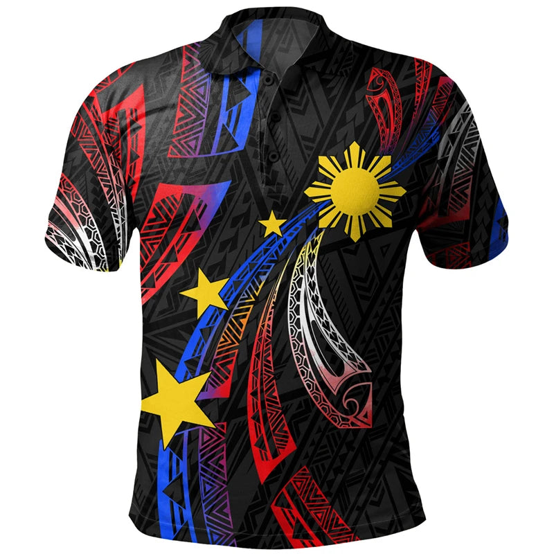 Philippines Tribal Polynesian Patterns Print Polo Shirt Proud To Be Philippines Men Polo Shirt