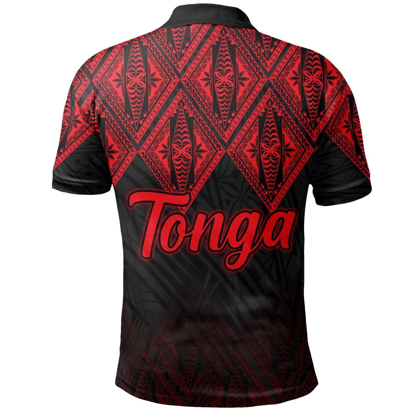 Tonga Polo Shirt Ngatu Black And Red Style