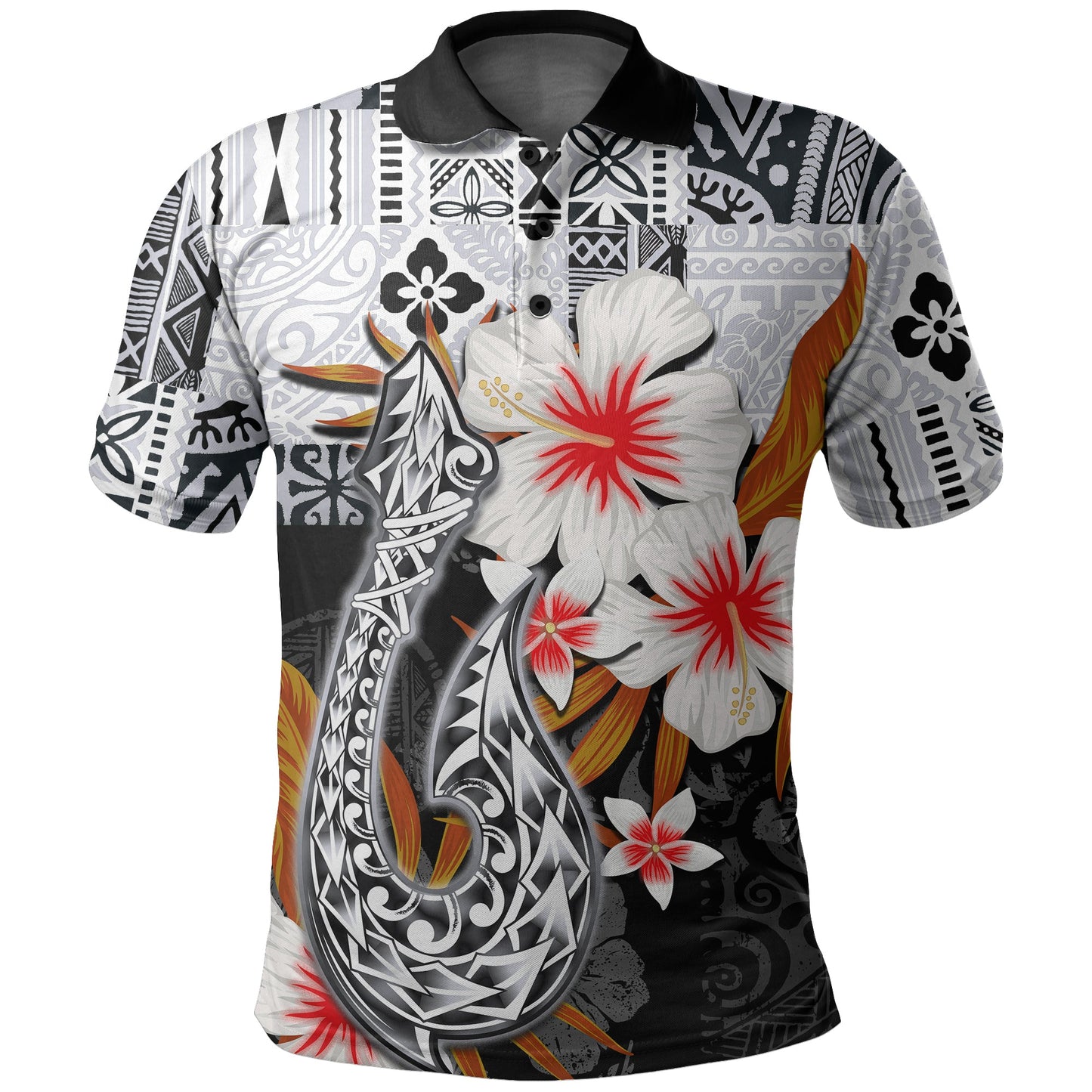 Hawaii Fish Hook Polo Shirt Black Style