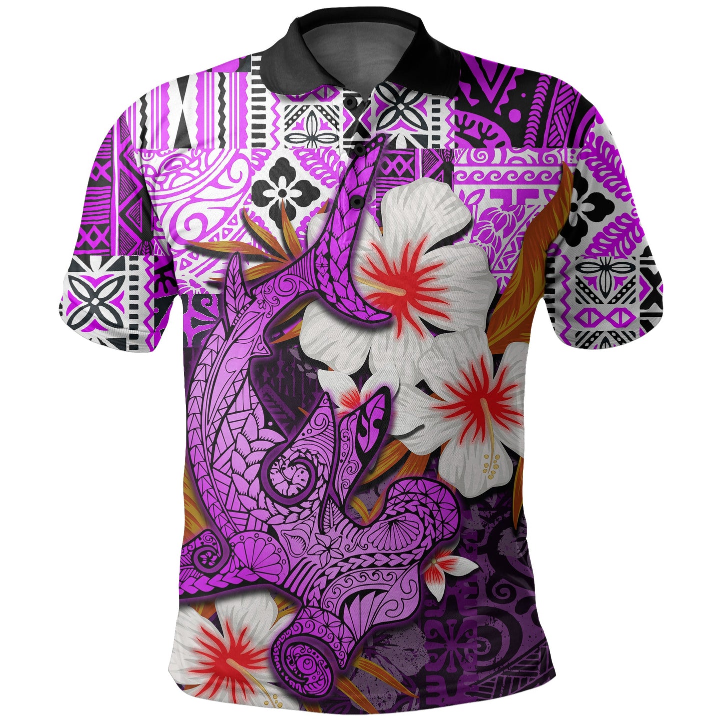 Hammerhead shark Polo Shirt Hawaii Style Purple
