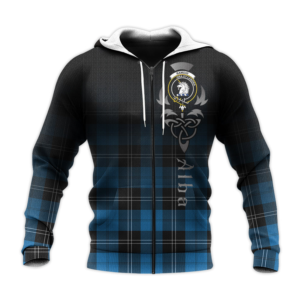 Printivon Ramsay Blue Ancient Tartan Crest Alba Celtic Hoodie
