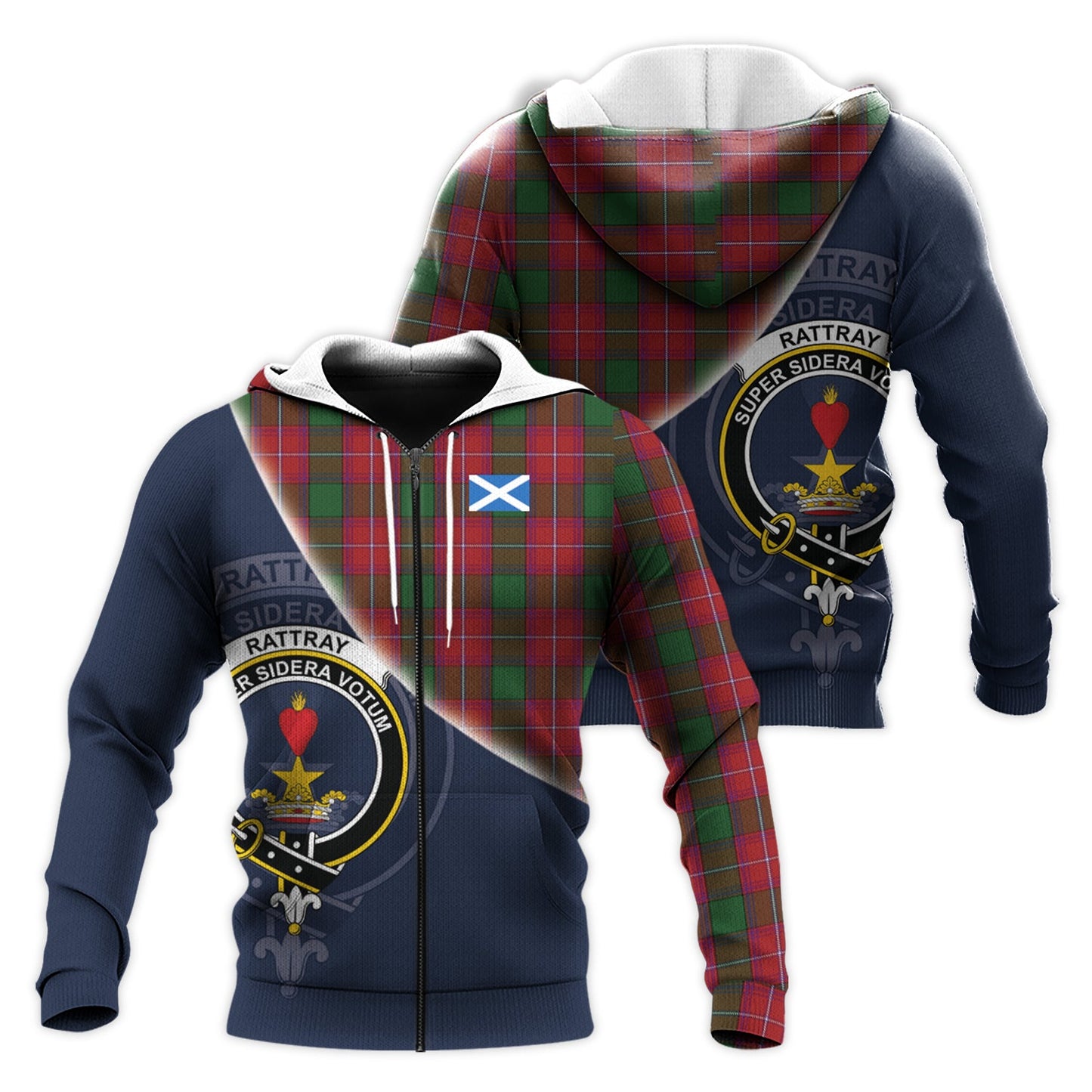 Printivon Rattray Tartan Scottish Crest Hoodie