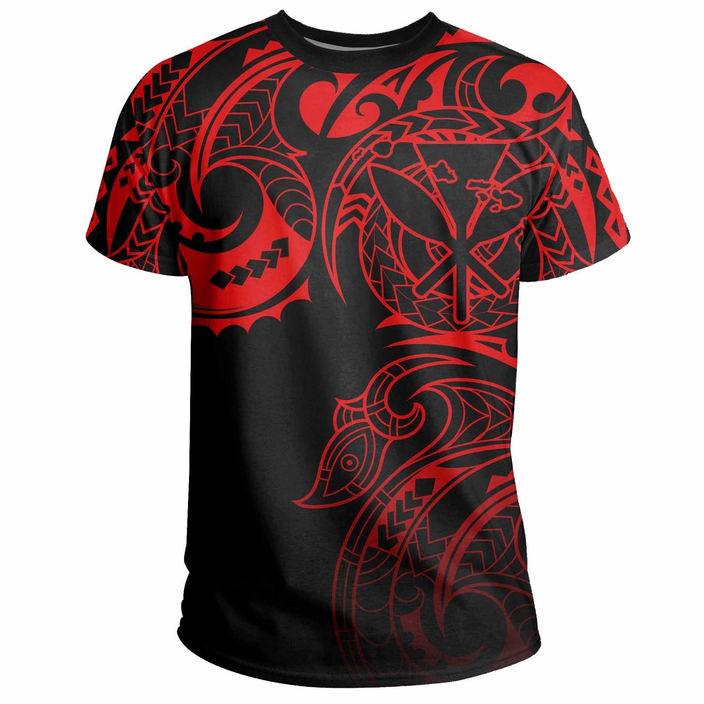 Hawaii Kanaka Polynesian Tribal T-Shirt Gradiant Style Red