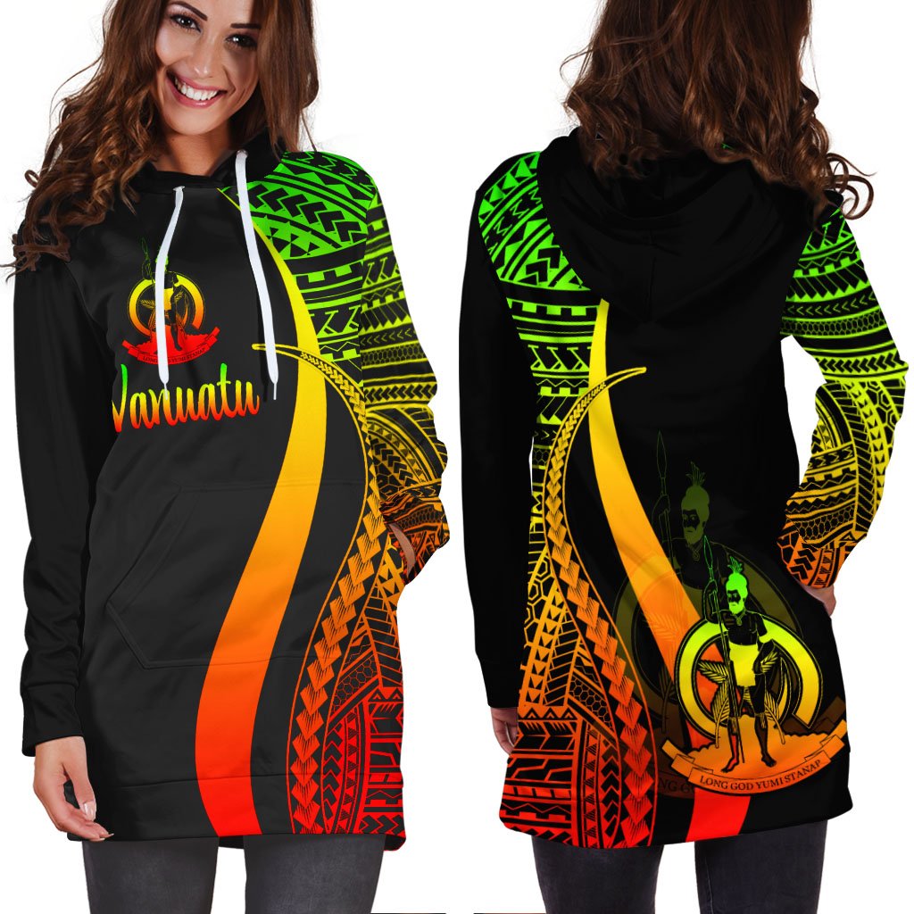 Vanuatu Women's Hoodie Dress Reggae Polynesian Tentacle Tribal Pattern