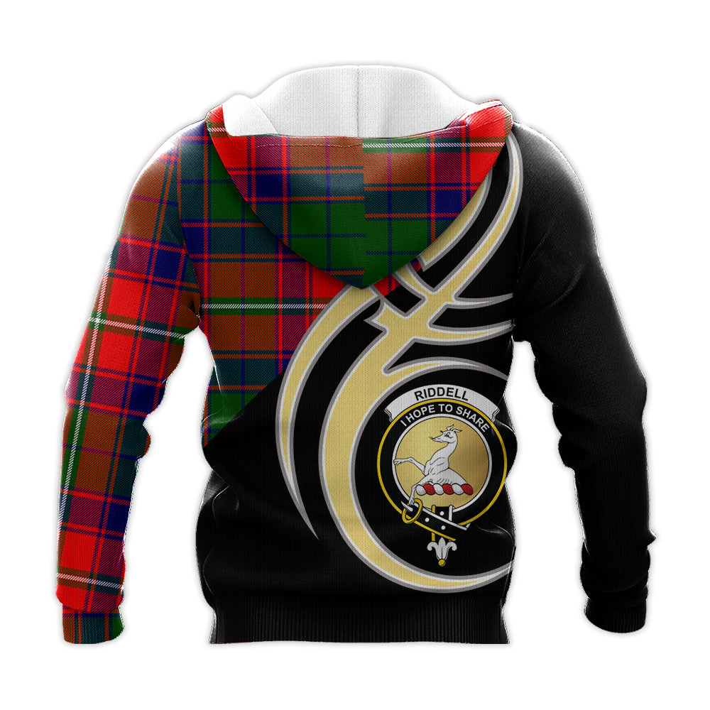 Printivon Riddell Clan Believe In Me Crest Tartan Knitted Hoodie Custom Your Text