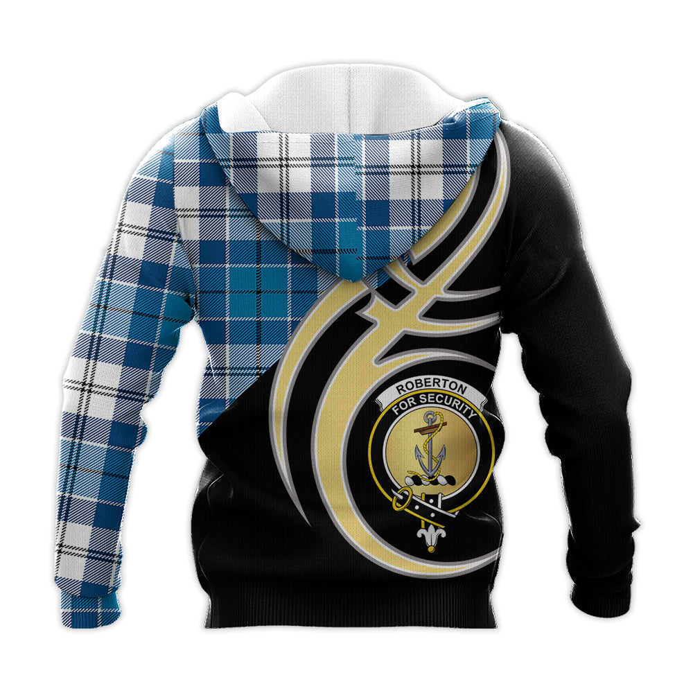 Printivon Roberton Clan Believe In Me Crest Tartan Knitted Hoodie Custom Your Text