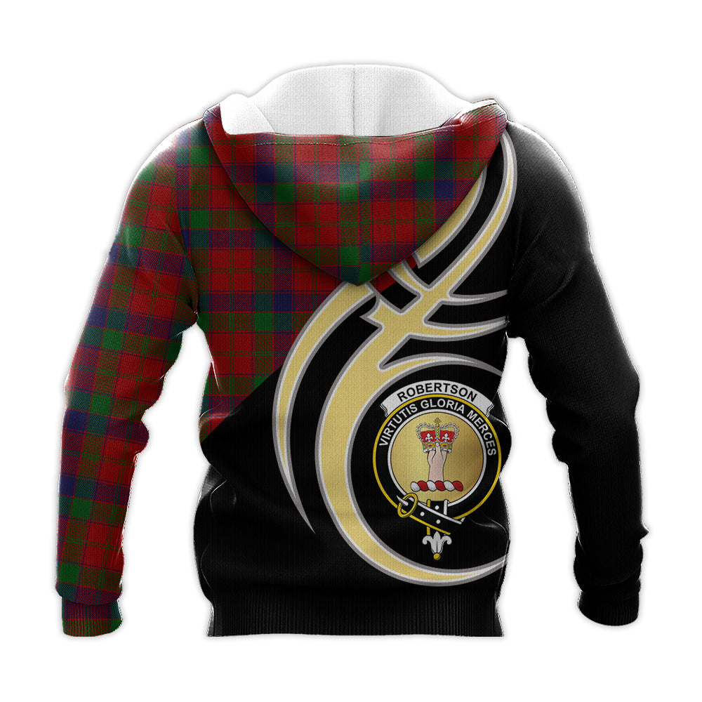 Printivon Robertson Clan Believe In Me Crest Tartan Knitted Hoodie Custom Your Text