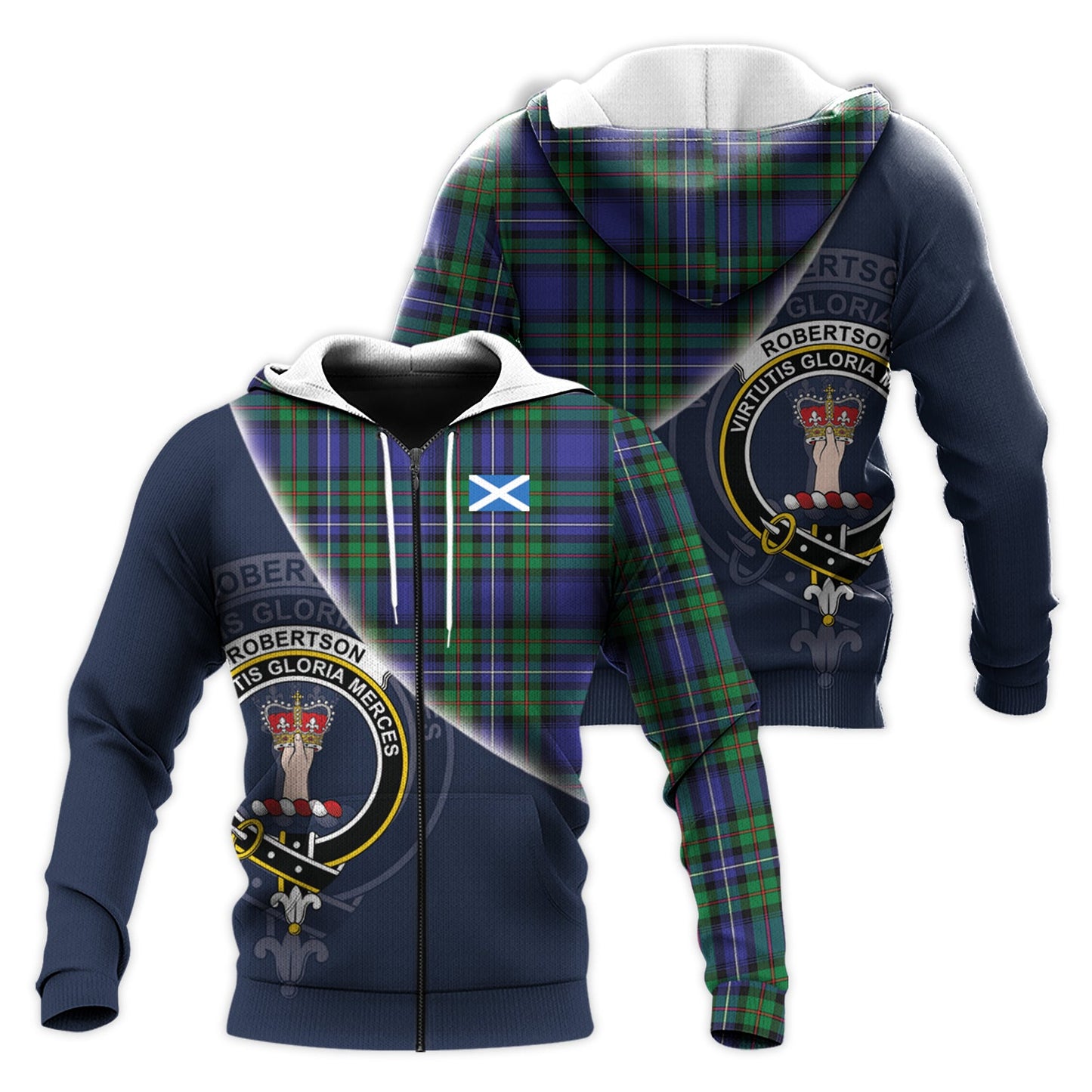 Printivon Robertson Hunting Modern Tartan Scottish Crest Hoodie