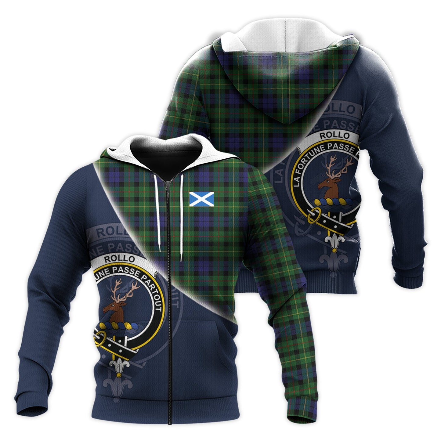 Printivon Rollo Tartan Scottish Crest Hoodie