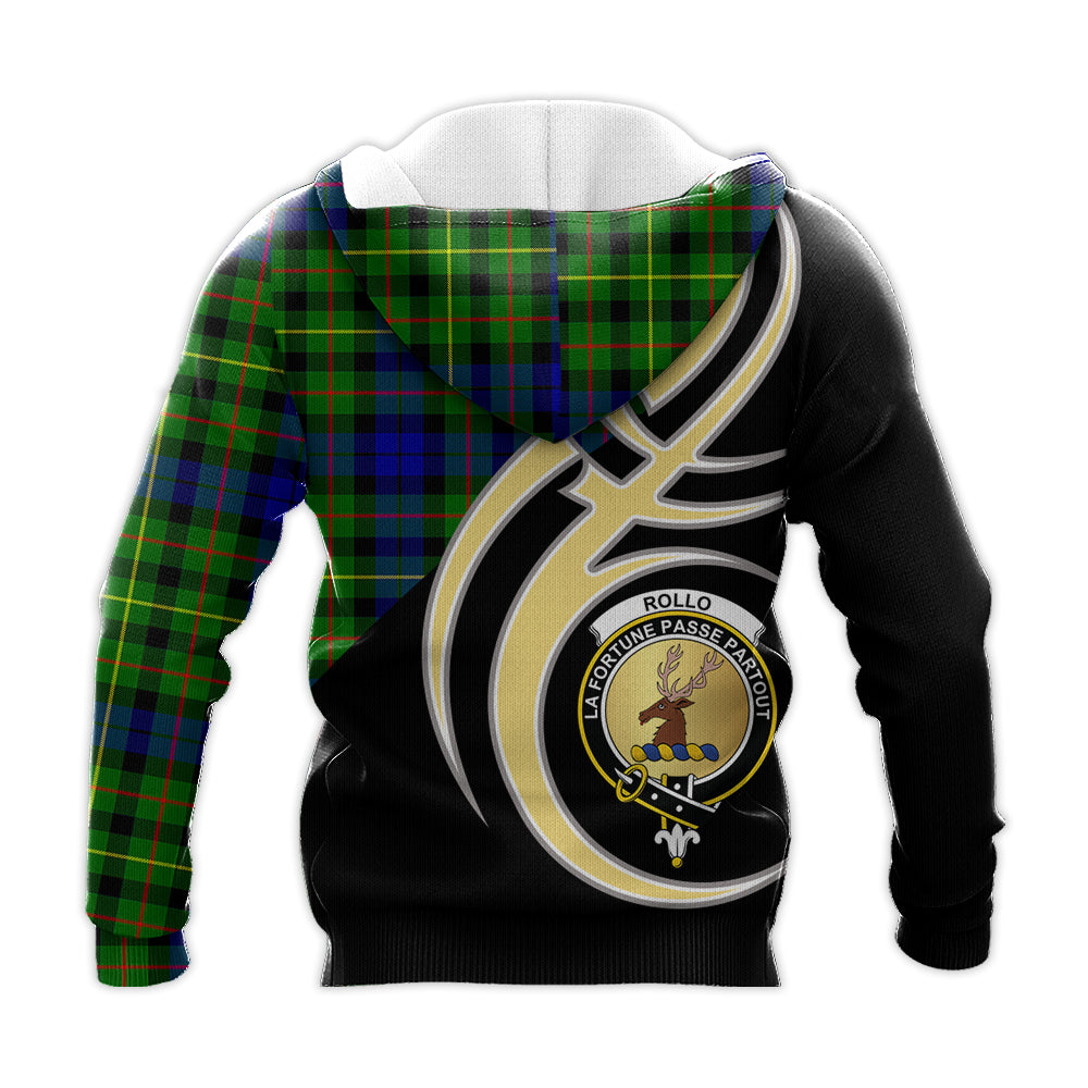 Printivon Rollo Modern Clan Believe In Me Crest Tartan Knitted Hoodie Custom Your Text
