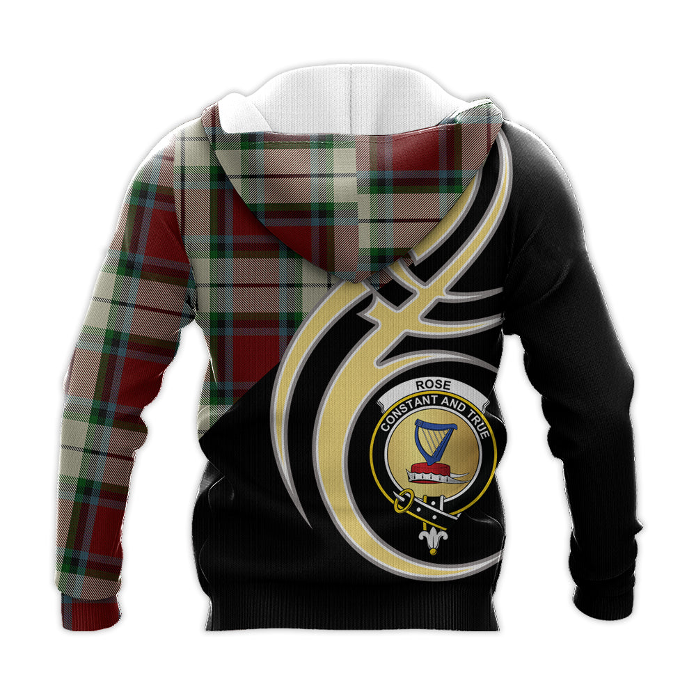 Printivon Rose White Dress Clan Believe In Me Crest Tartan Knitted Hoodie Custom Your Text