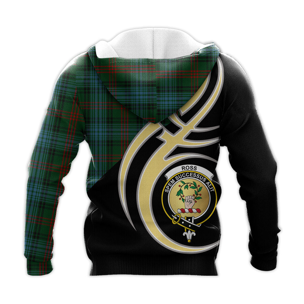 Printivon Ross Hunting Clan Believe In Me Crest Tartan Knitted Hoodie Custom Your Text