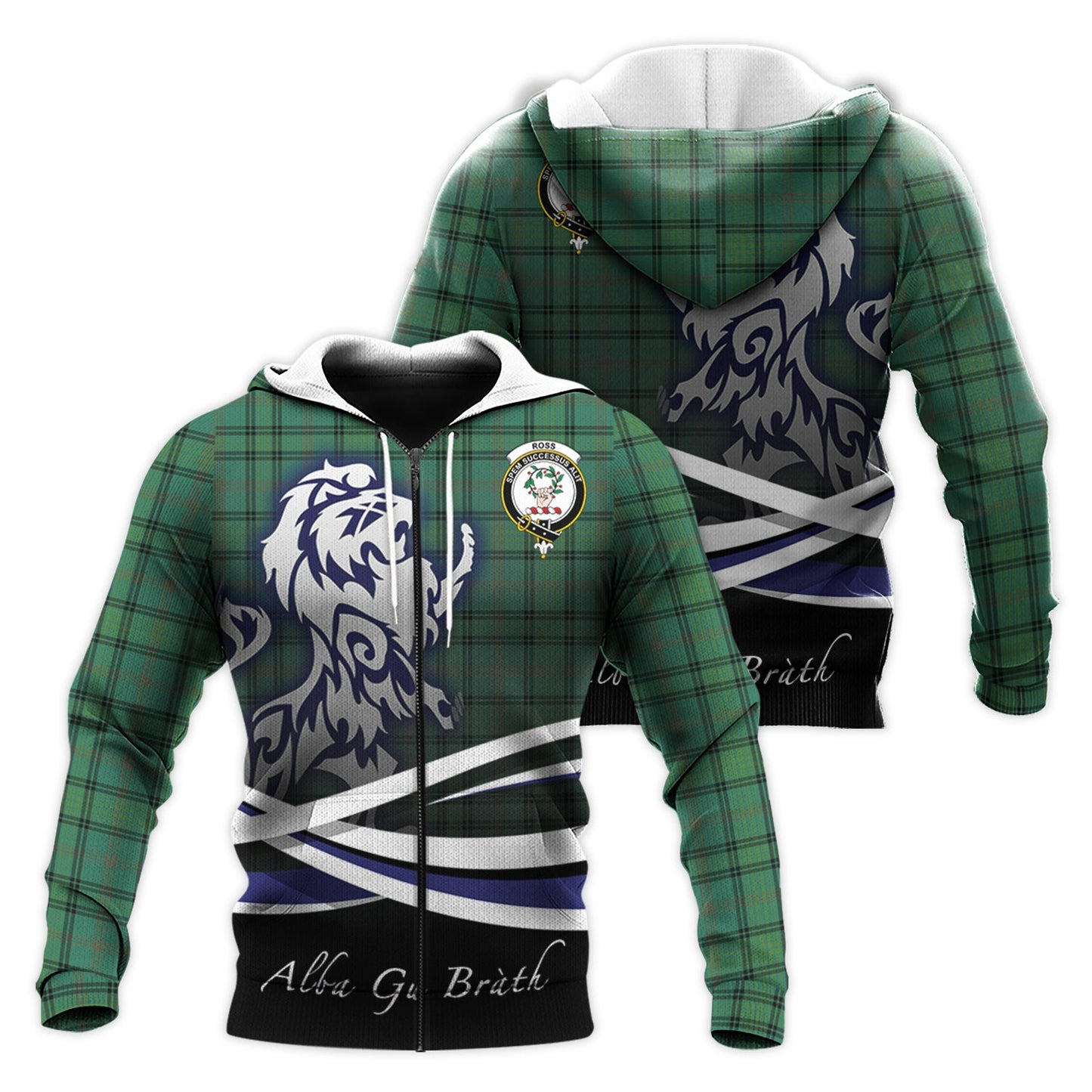 Printivon Ross Hunting Ancient Tartan Scottish Lion Hoodie