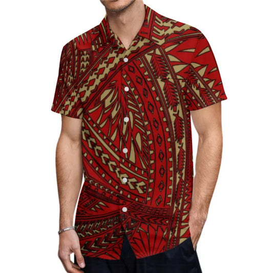 Polynesian Printed Tribal Matching Outfit For Couple Clothing Tropical Fishtail Dress And Shirt For Her Him