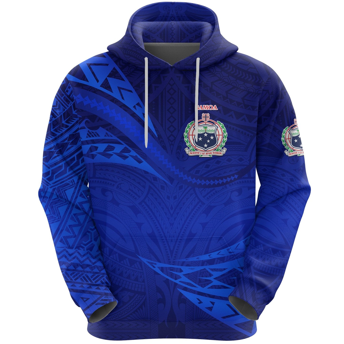 Custom Text Manu Samoa Rugby Hoodie Personalised Samoa Coat Of Arm Blue Zip Up Hoodie