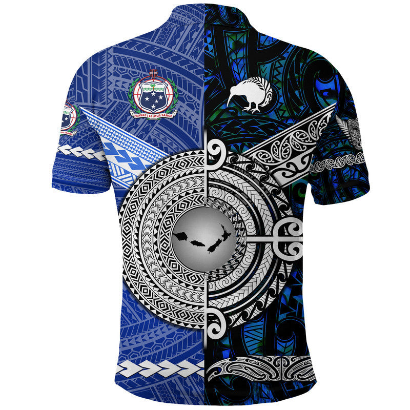 Samoa And New Zealand Polo Shirt Together - Blue
