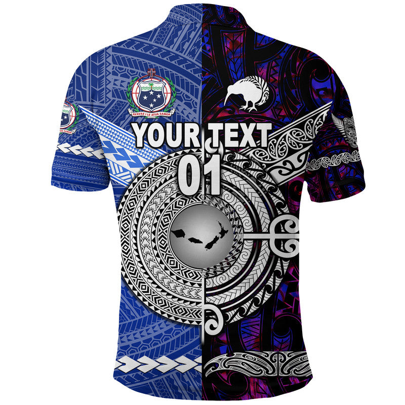 Custom Personalised Samoa And New Zealand Polo Shirt Together - Purple