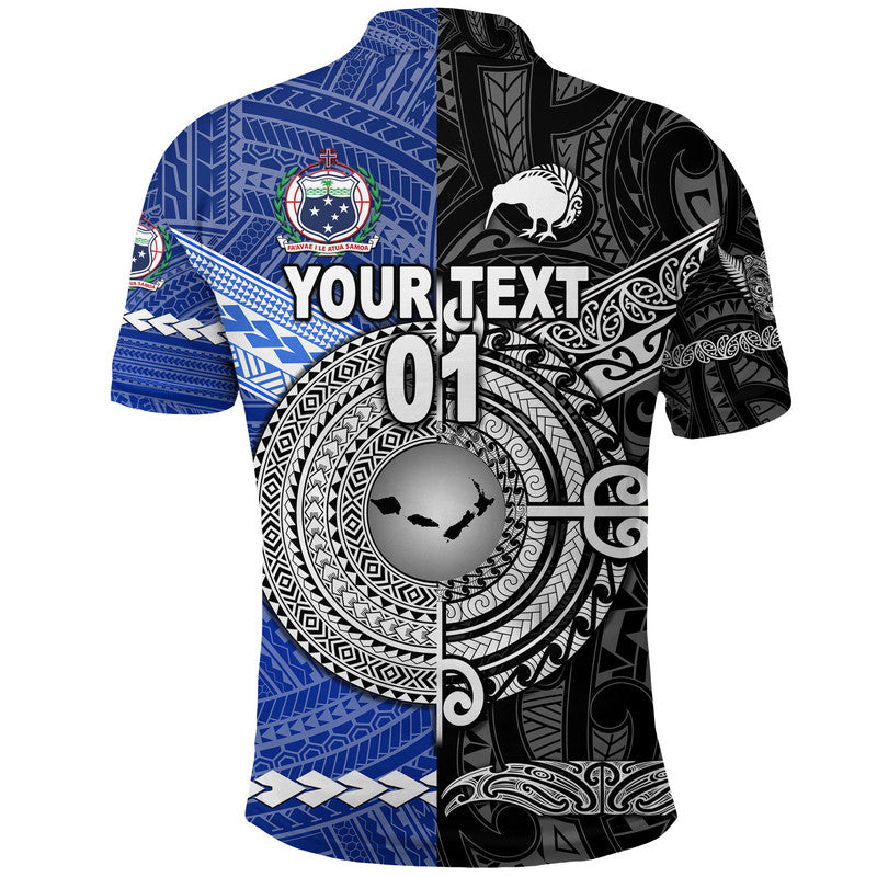Custom Personalised Samoa And New Zealand Polo Shirt Together - Black