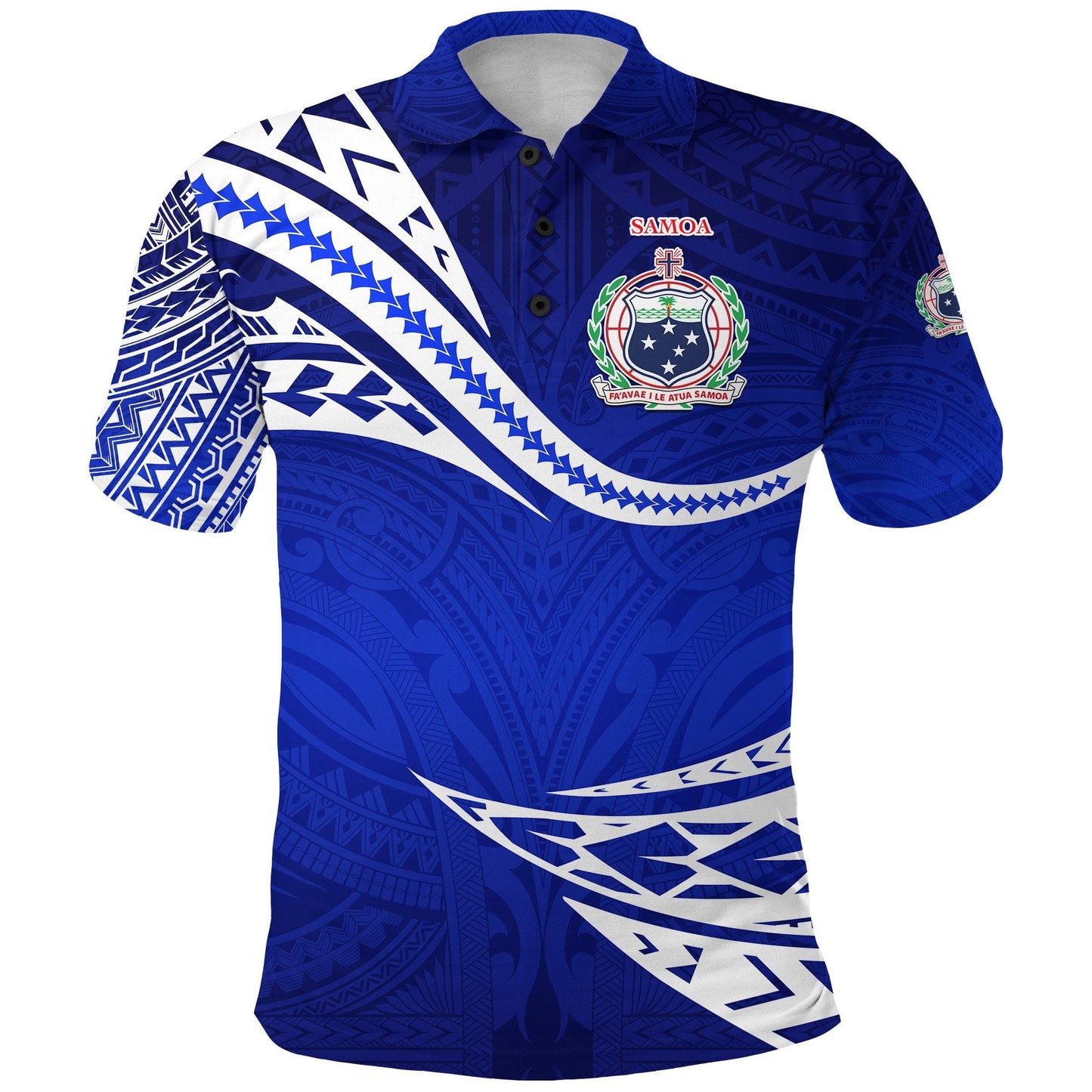 Custom Personalised Manu Samoa Rugby Polo Shirt Unique Version - Blue, Custom Text And Number