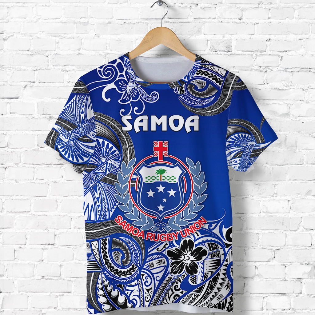 Samoa Manu T Shirt Rugby Unique Style - Blue White Shirt