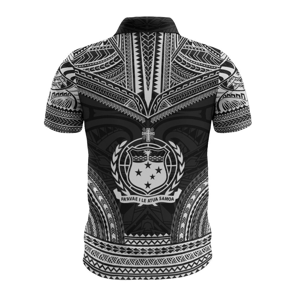 Samoa Polo Shirt - Samoa Coat Of Arms Polynesian Chief Tattoo Black Version