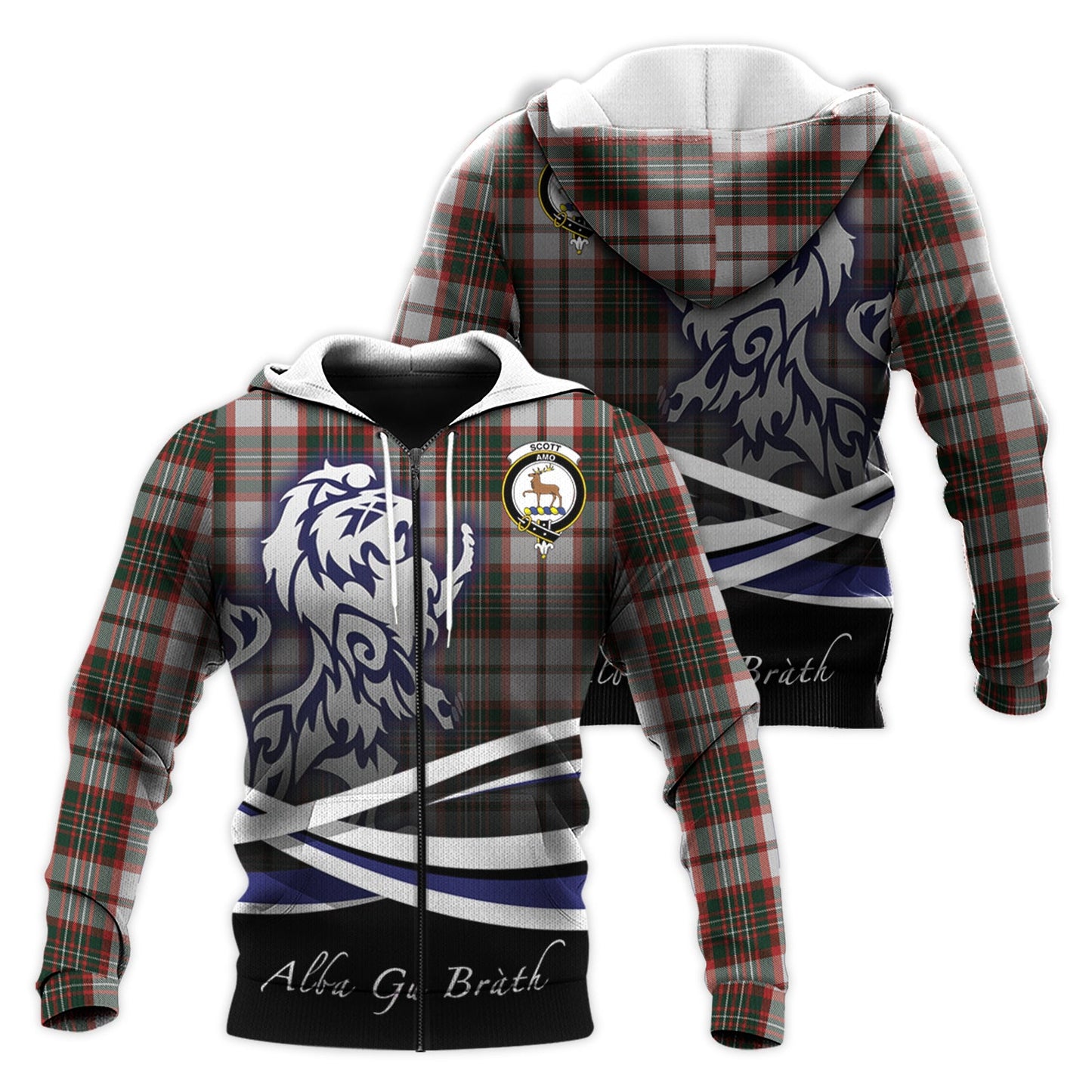 Printivon Scott Dress Tartan Scottish Lion Hoodie
