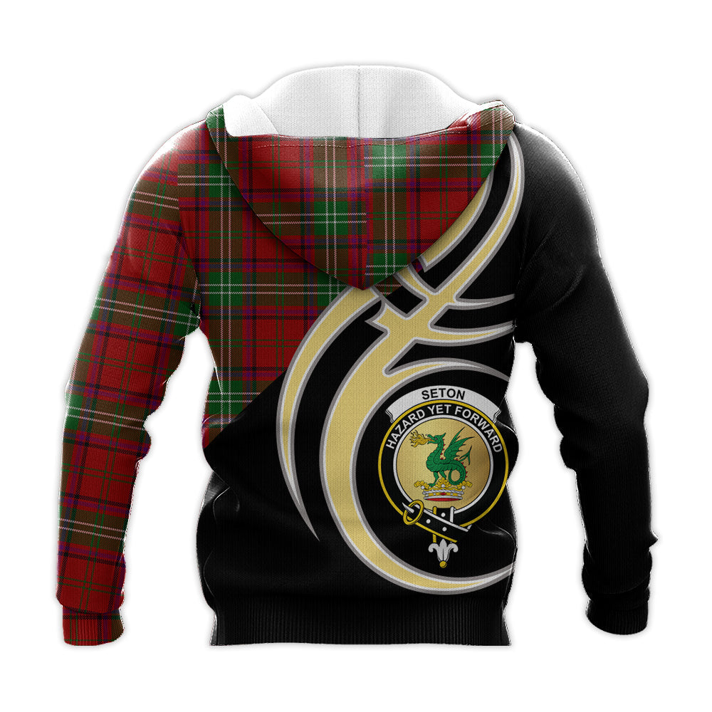 Printivon Seton Clan Believe In Me Crest Tartan Knitted Hoodie Custom Your Text