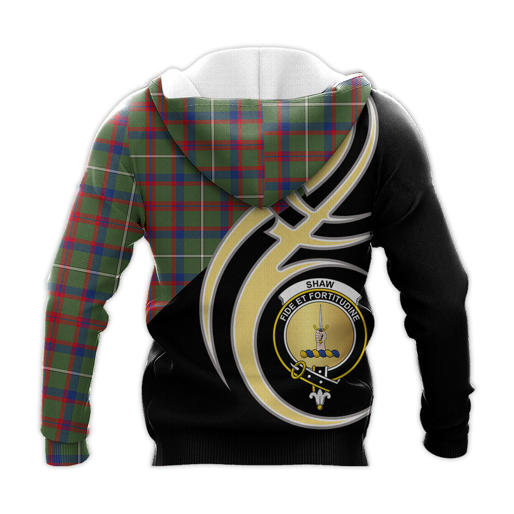 Printivon Shaw Green Modern Clan Believe In Me Crest Tartan Knitted Hoodie Custom Your Text