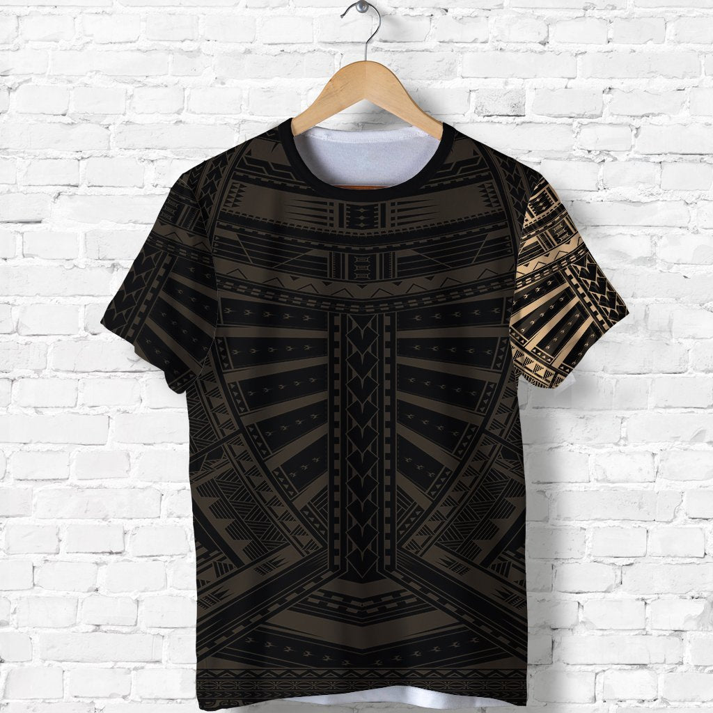 New Zealand Shirt, Maori Samoan Polynesian Tattoo T Shirt - Gold