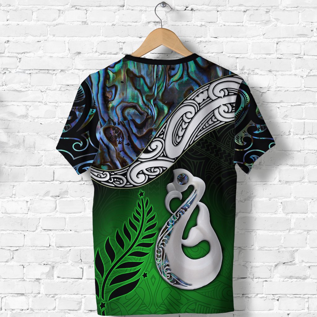 New Zealand Maori T Shirt - Manaia Paua Shell Glitter Green