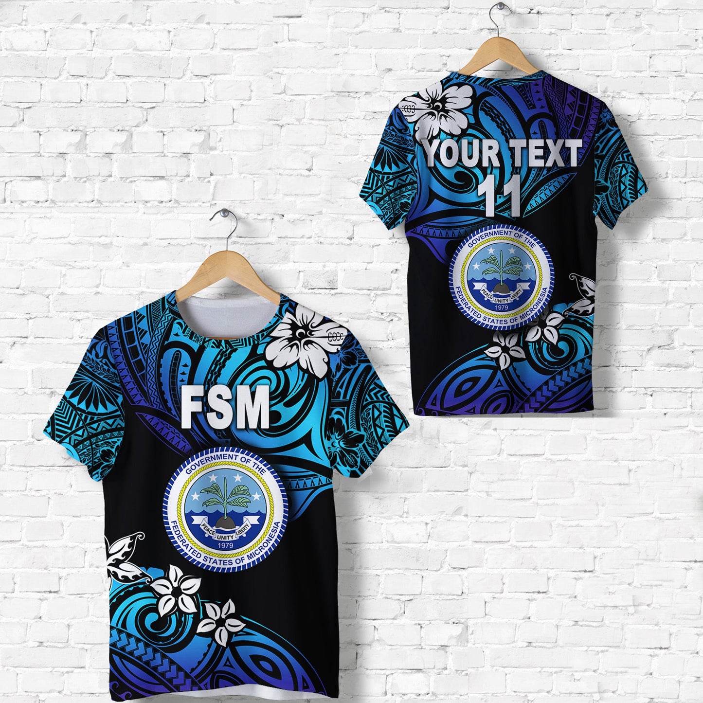 (Custom Personalised) Federated States of Micronesia T Shirt Unique Vibes Blue