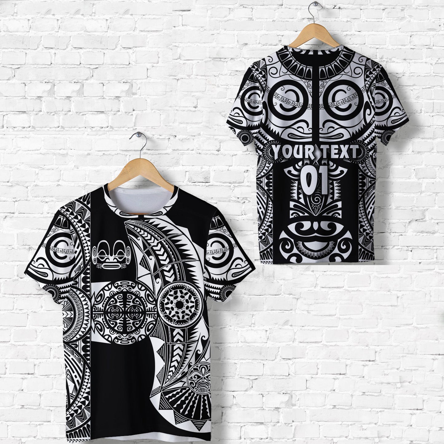 (Custom Personalised) Marquesas Islands T Shirt Marquesan Tattoo Original Style Black