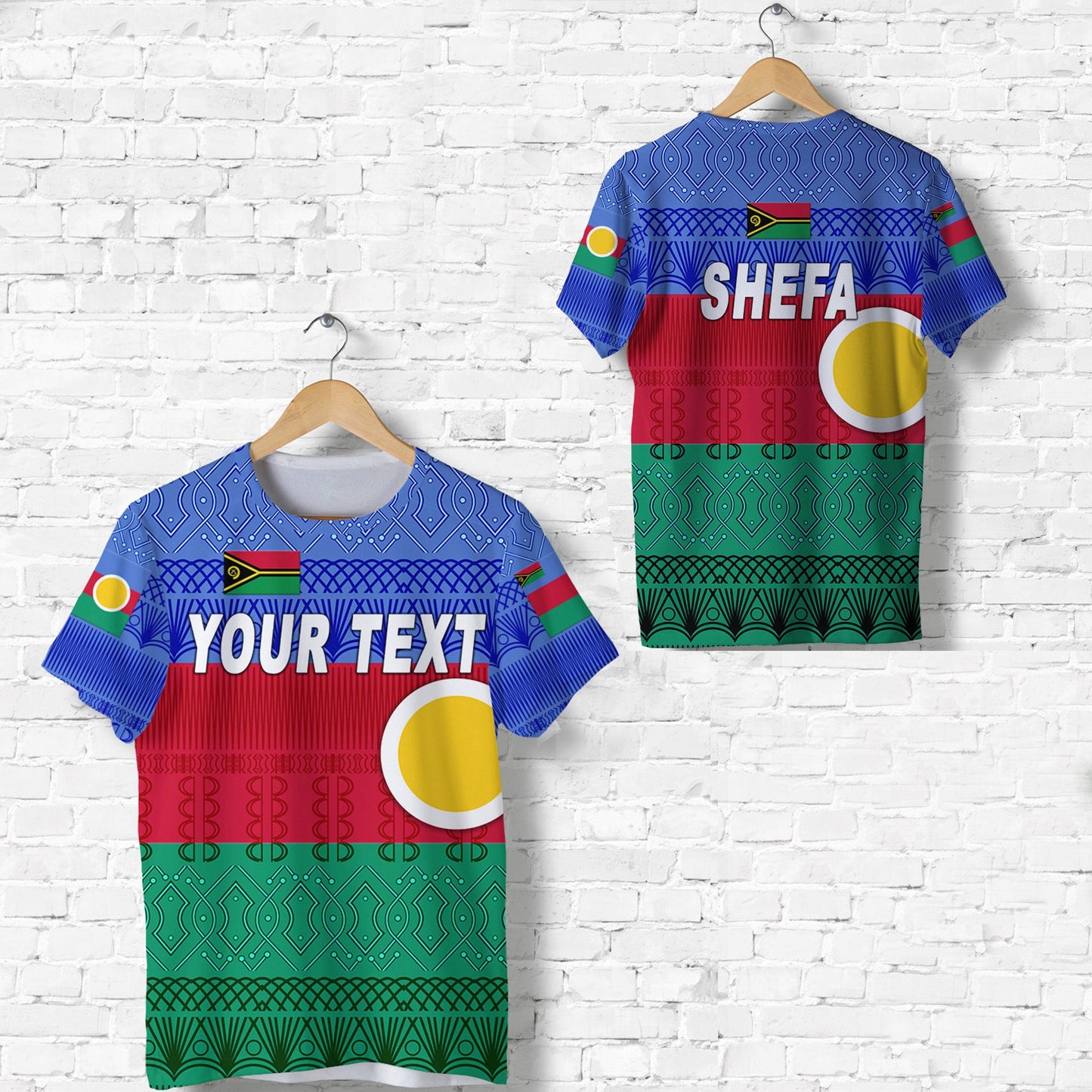(Custom Personalised) Shefa Province T Shirt Vanuatu Pattern Traditional Style