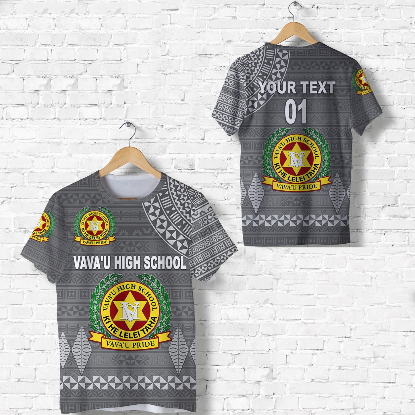 Custom Personalised Tonga Vava'U High School T Shirt Simple Style - Full Grey
