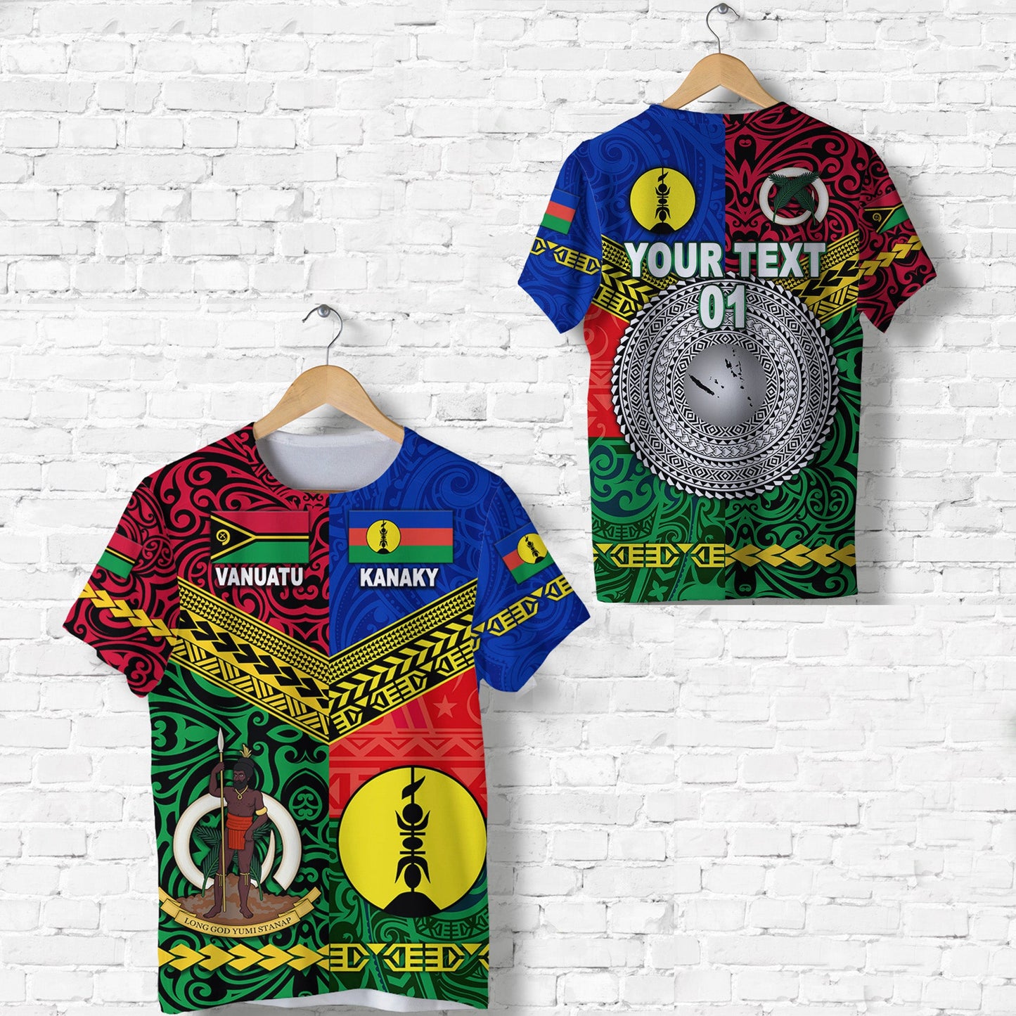 (Custom Personalised) Vanuatu And New Caledonia Kanaky T Shirt Together