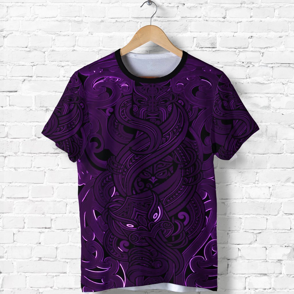 New Zealand Shirt, Maori Gods T Shirt, Tumatauenga God Of War - Purple