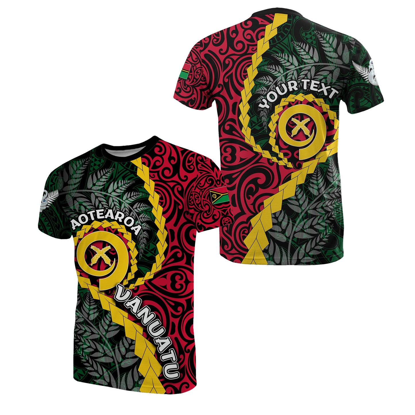 (Custom Personalised)Vanuatu T Shirt Mix Maori Silver Fern