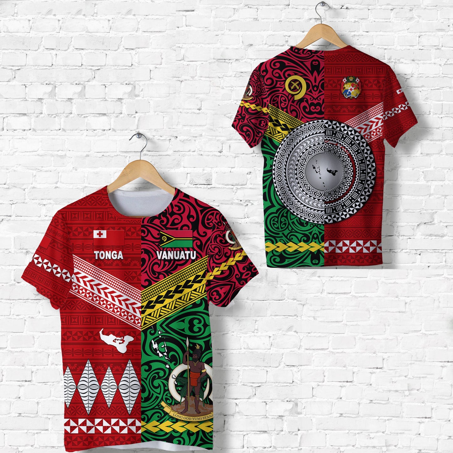 Vanuatu And Tonga T Shirt Polynesian Together - Bright Red