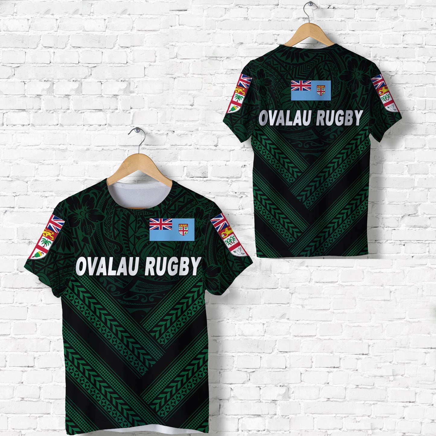 Fiji Ovalau Rugby T Shirt Dark Green Style