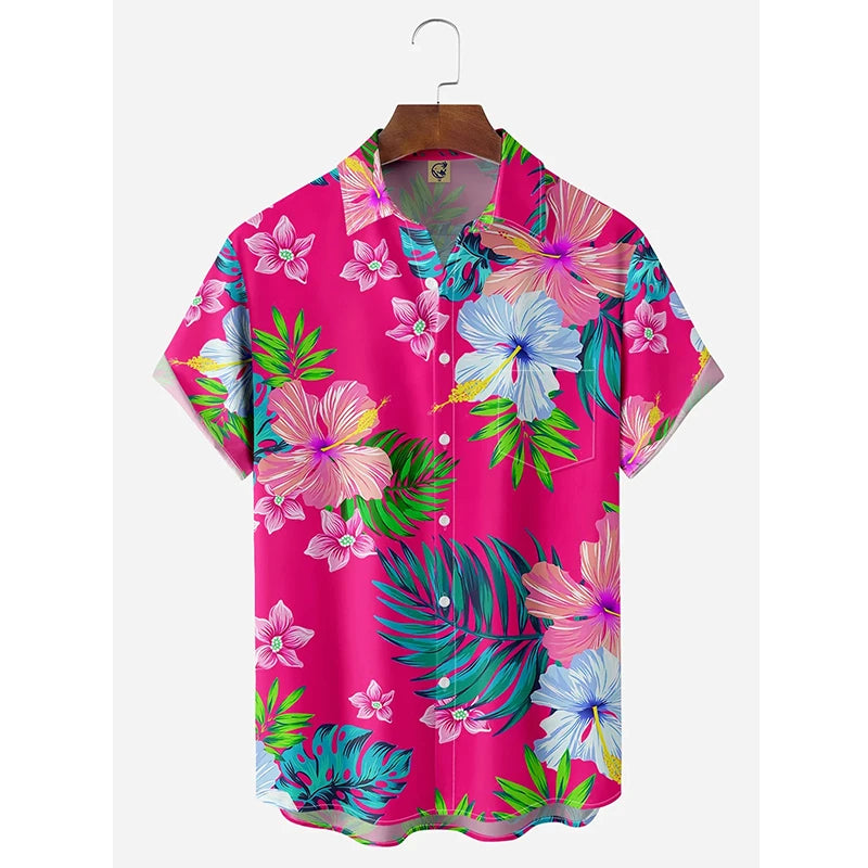 Floral Shirts Tropical Holiday Printed Hawaiian Shirt Island Summer Aloha Short Sleeve Shirt
