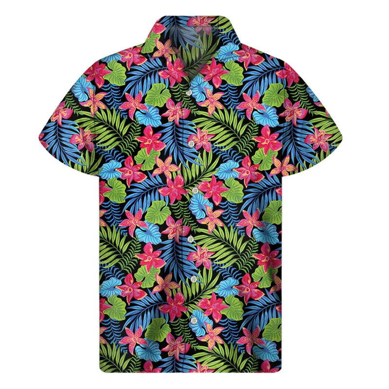 Island Plants Tropical Printed Hawaiian Shirt Island Summer Aloha Short Sleeve Shirt