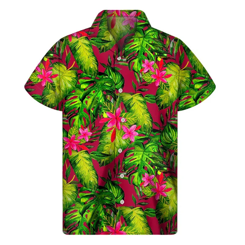 Island Tropical Printed Hawaiian Shirt Island Summer Aloha Short Sleeve Shirt