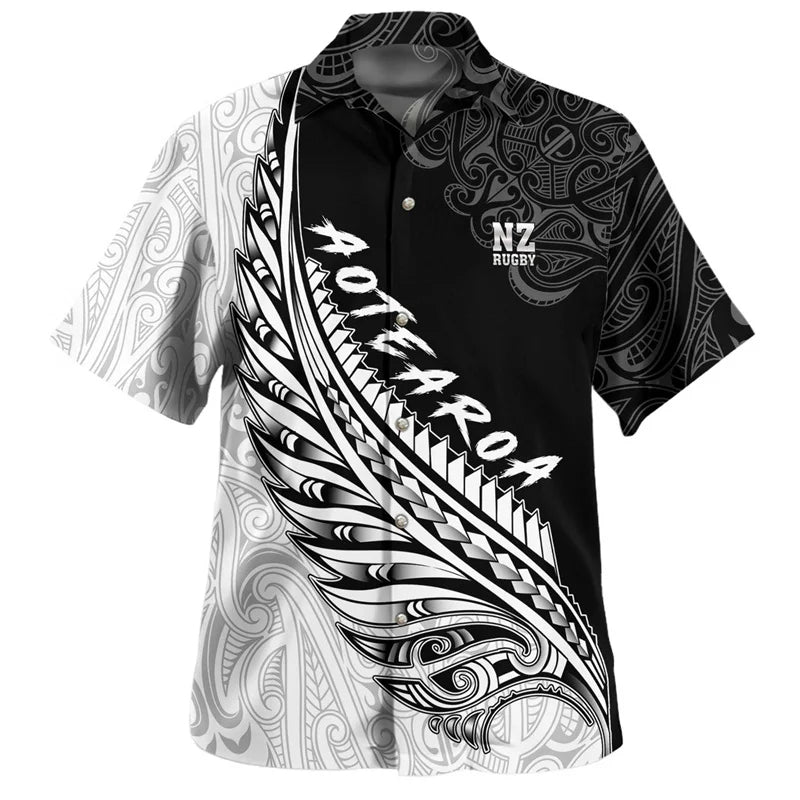 New Zealand Maori Silver Fern Rugby Flag Shirts NZ Rugby Short Sleeve Shirt