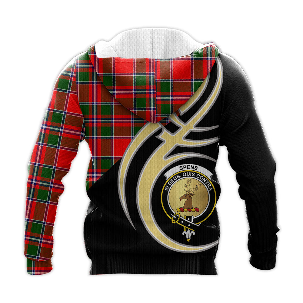 Printivon Spens Modern Clan Believe In Me Crest Tartan Knitted Hoodie Custom Your Text